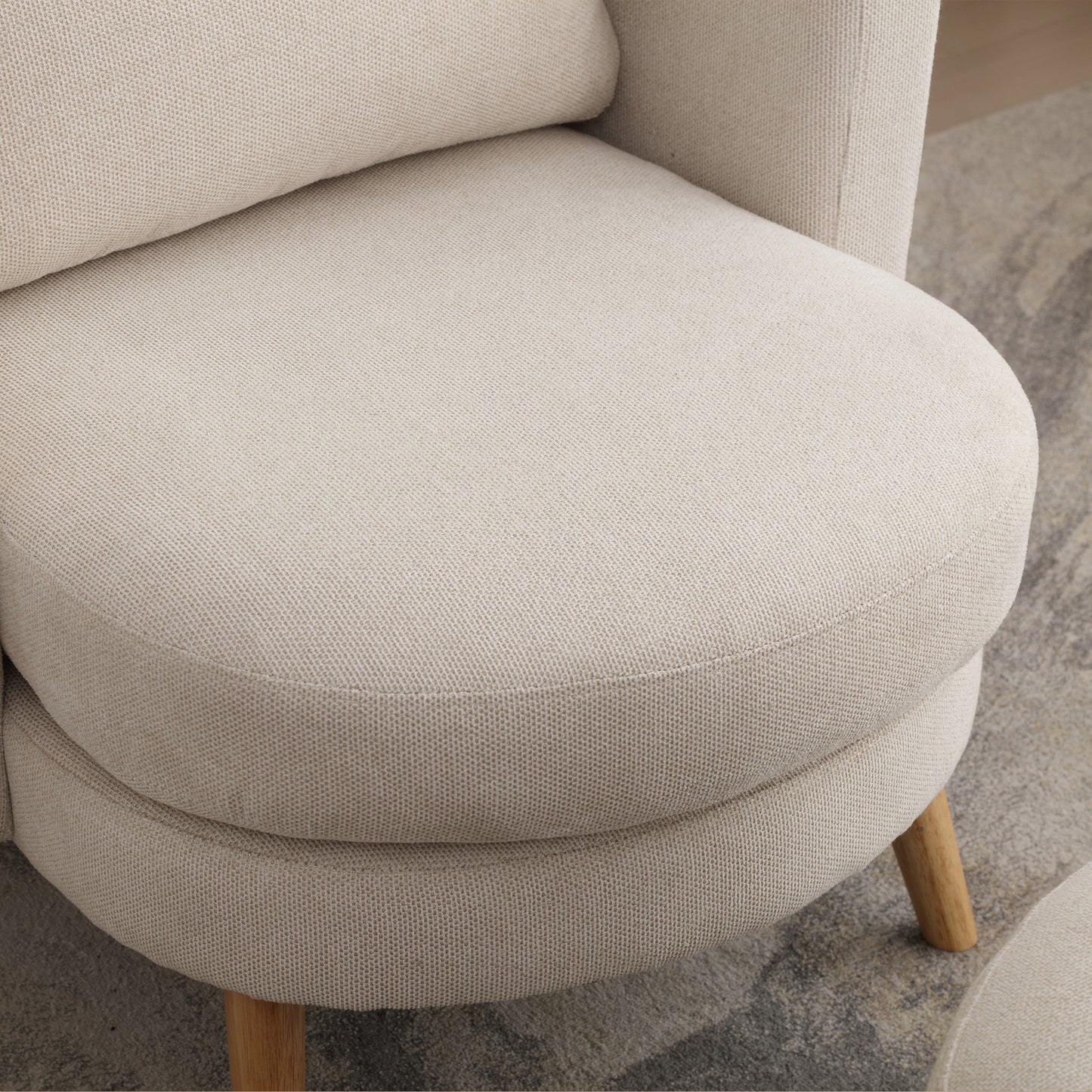 Benson Beige Accent Chair with Ottoman