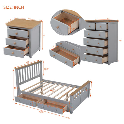 3 Piece Gray Bedroom Set Full Size Platform Bed