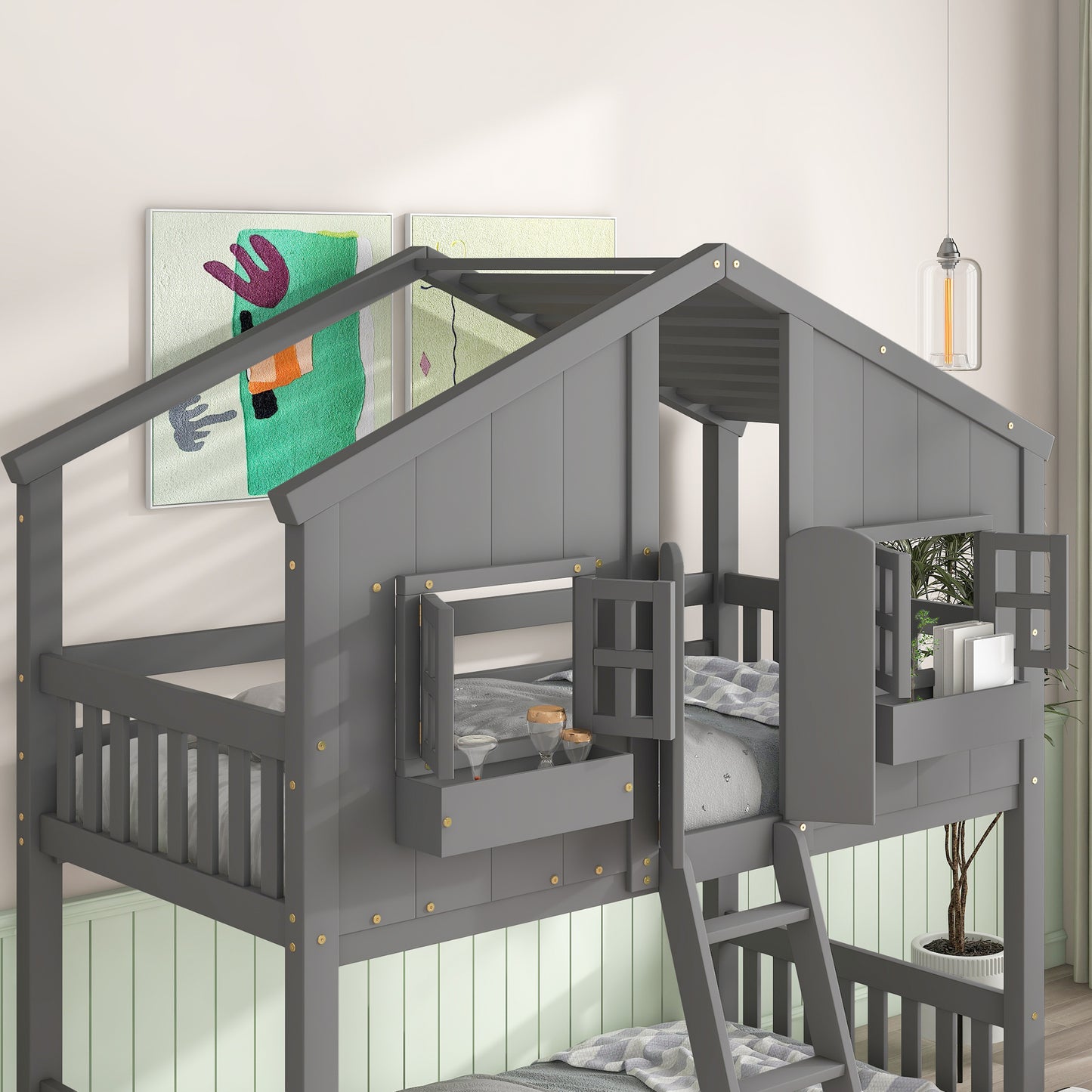 Club House Gray Twin over Twin Bunk Bed