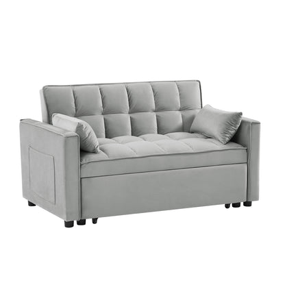 Bessie Velvet Loveseat Futon Sofa (gray)