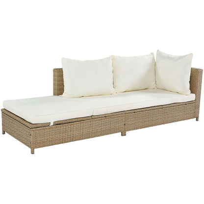 3-Piece Beige Rattan Sofa Set