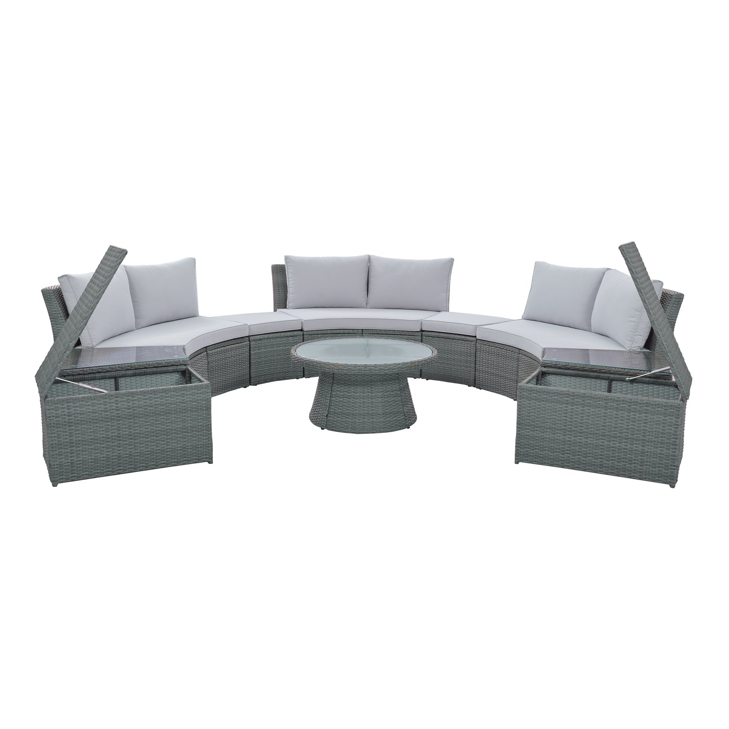 10-Piece Outdoor Sectional Half Round (light gray)