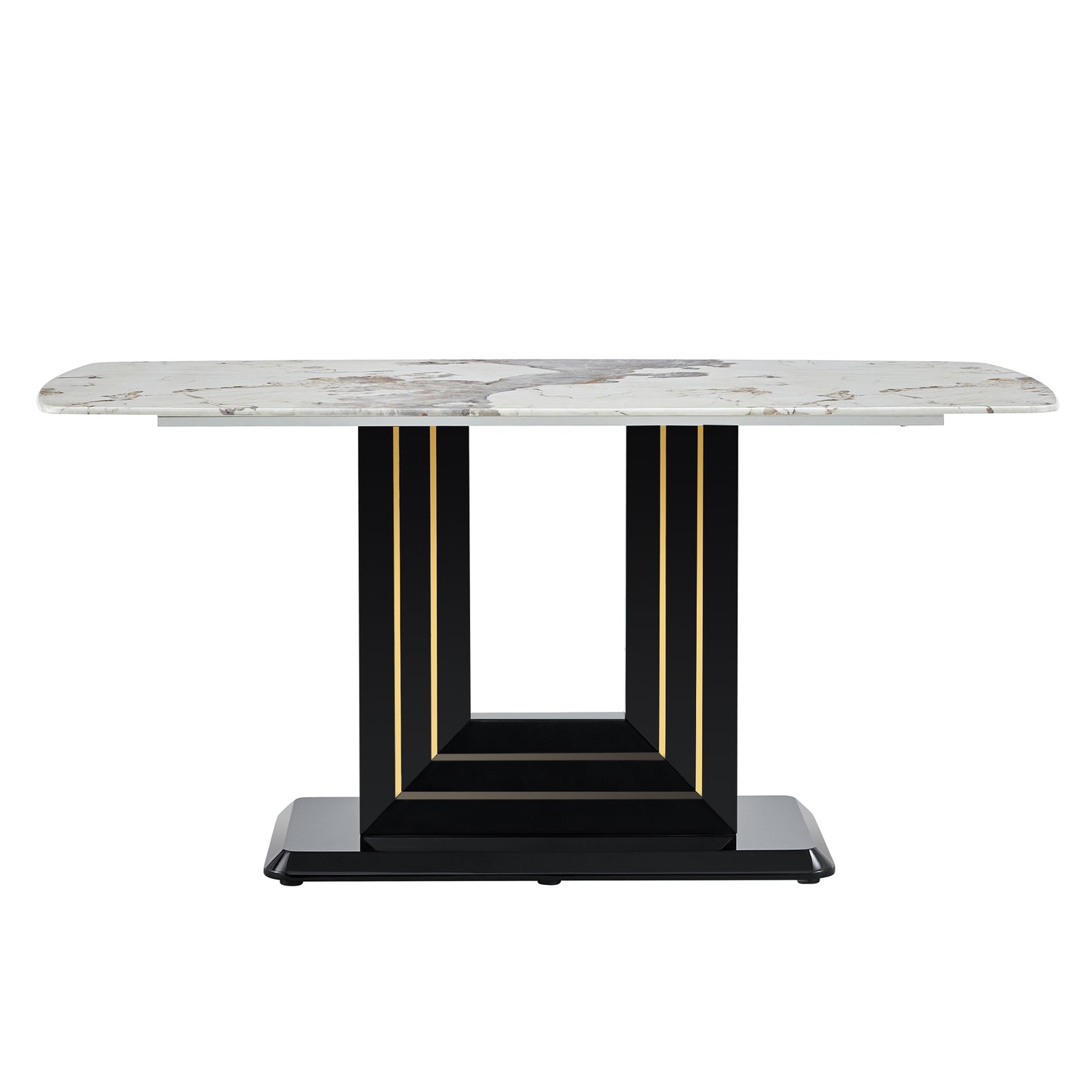 Willow 7-Piece Faux Marble Dining Table (white)