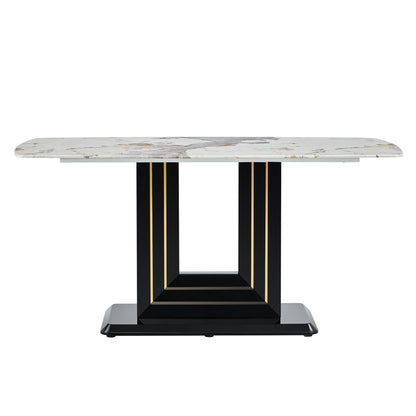 Willow 7-Piece Faux Marble Dining Table (white)