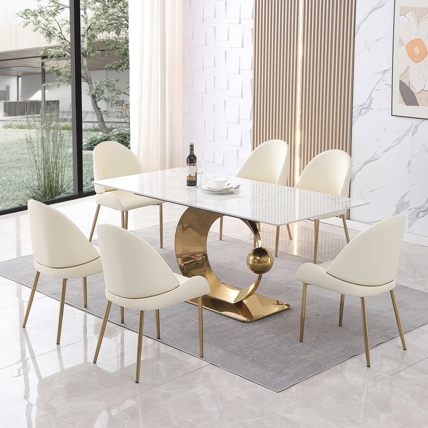 71" Stone 6-Piece Dining Table