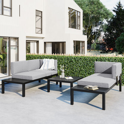 Outdoor 3 Piece Aluminum Alloy Sectional Sofa Set (gray)