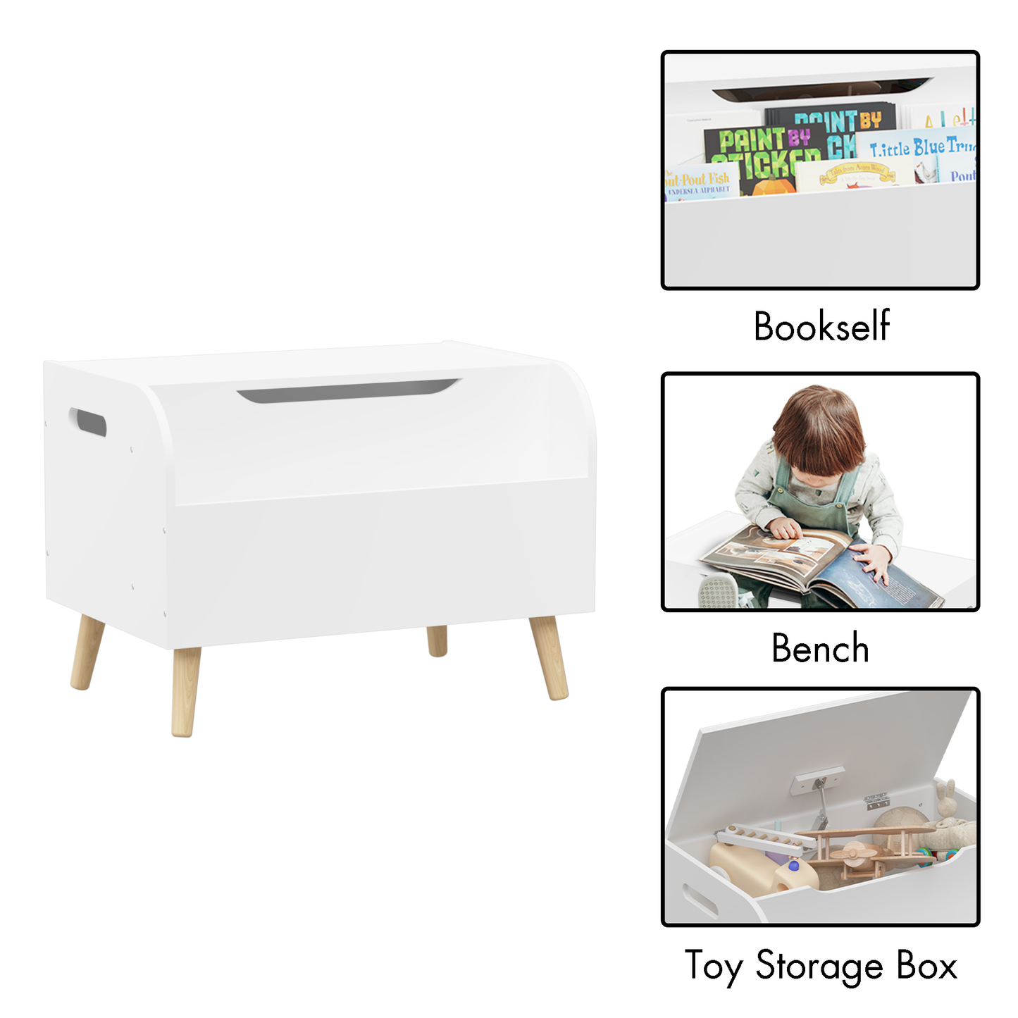 Wooden White Toy Box