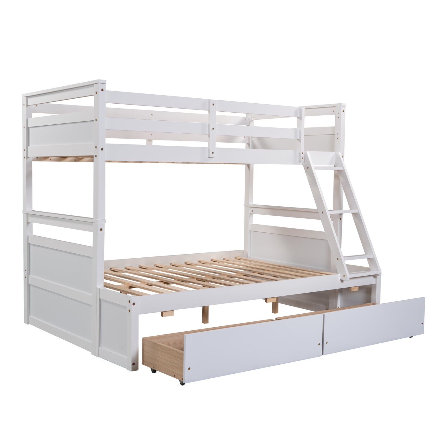 White Twin over Full Bunk Bed with Storage