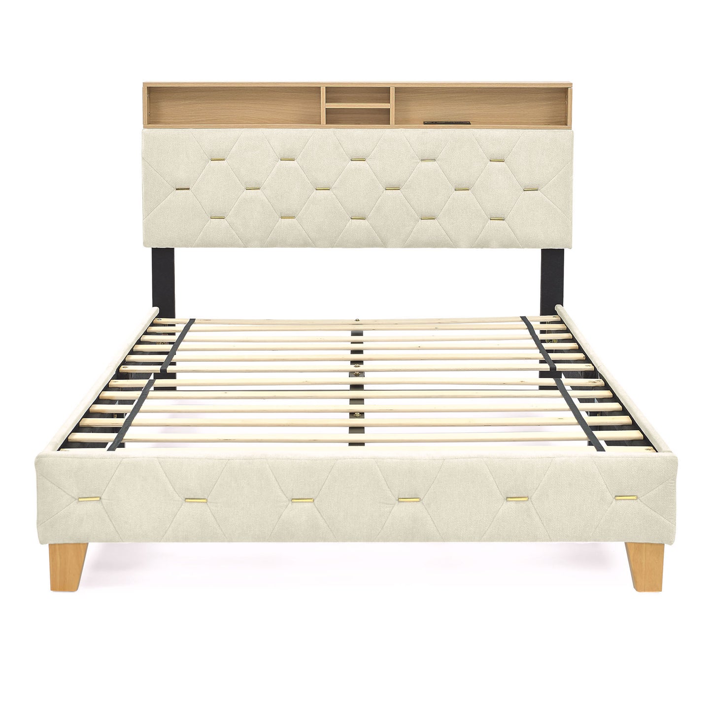 Evie Queen Bed (beige)
