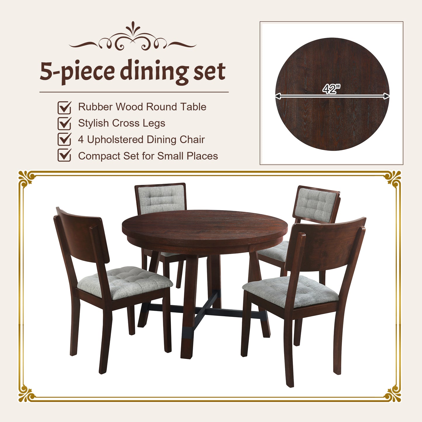 Zeke 5 Piece Dining Table Set (espresso)