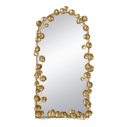 Arched Wall Mirror with Golden Leaf Accents