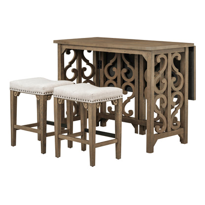 Averill Brown 3 Piece Dining Table Set