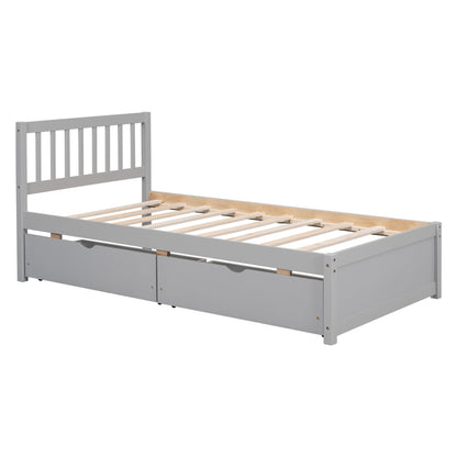 Sophie Gray Twin Platform Bed with 2 Drawers