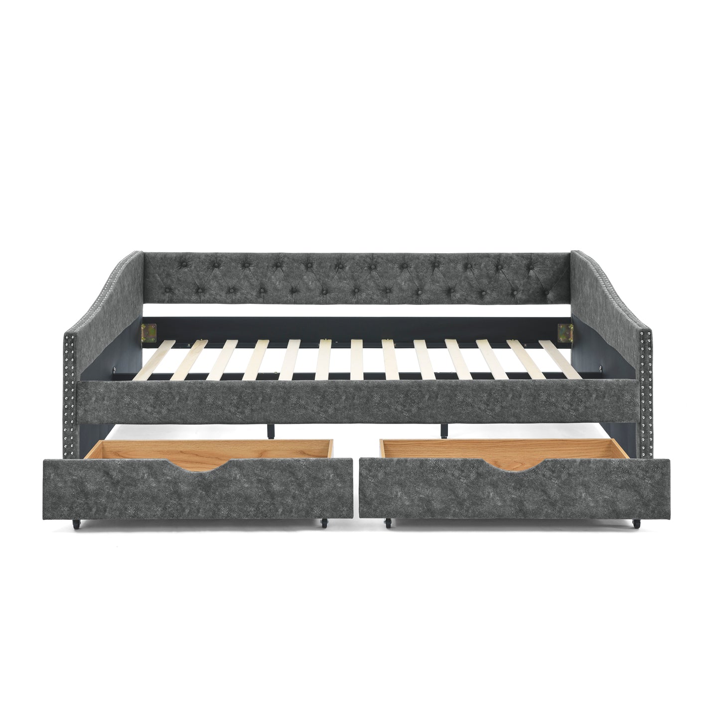 Button Dark Gray Daybed with Drawers (queen)