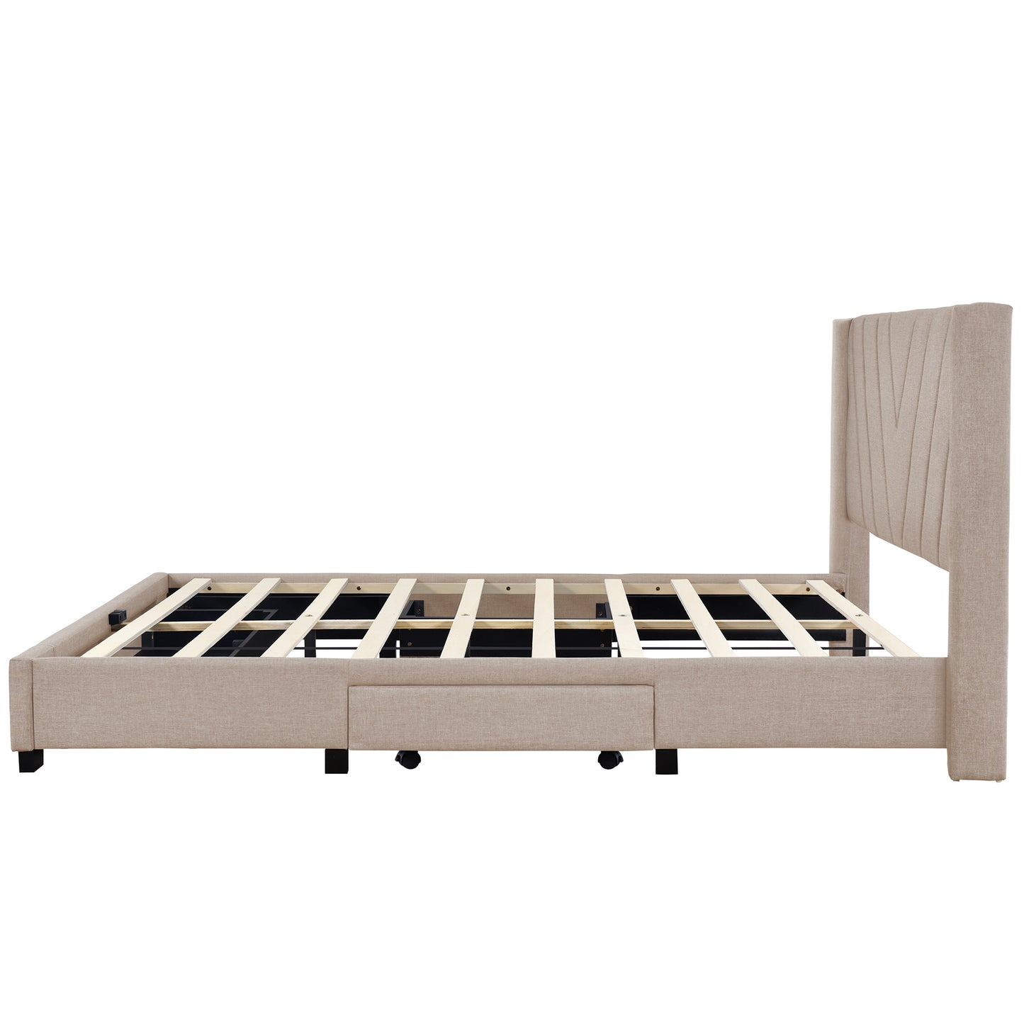 V Storage Queen Bed (beige)