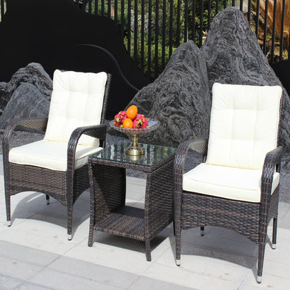 Outdoor 3 piece Beige 2 Chairs and Table