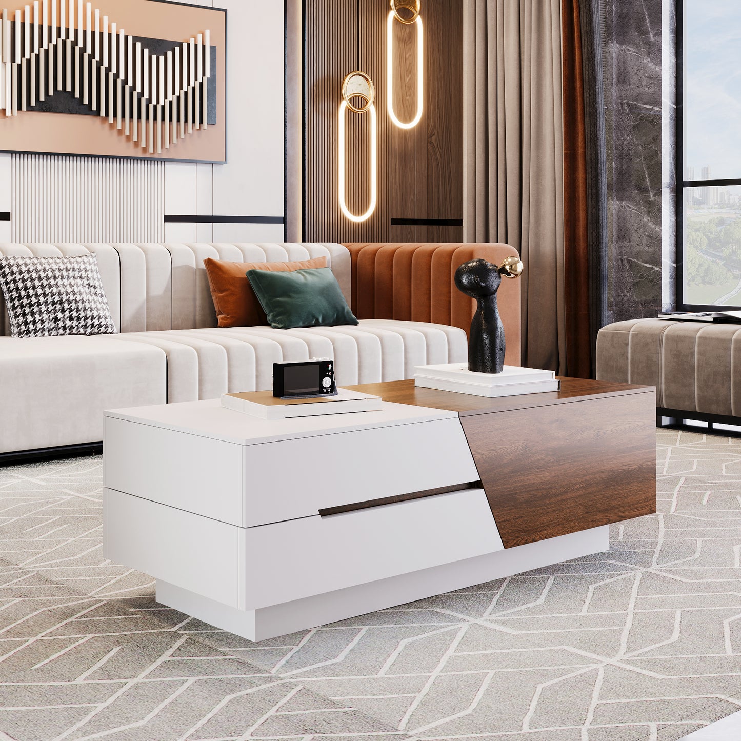 Extendable Sliding Coffee Table (white)