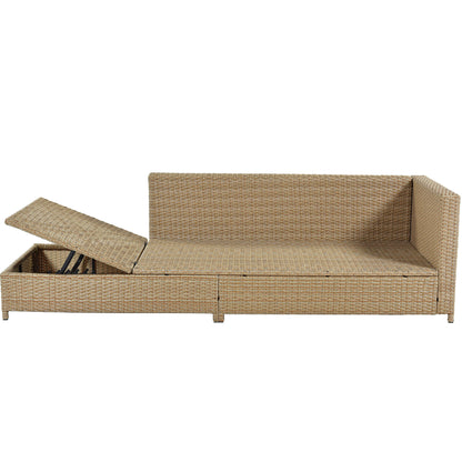 3-Piece Beige Rattan Sofa Set