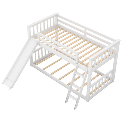 Floor Level White Twin over Twin Bunk Bed