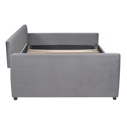 Vertical Lined Gray Daybed with Trundle (full)