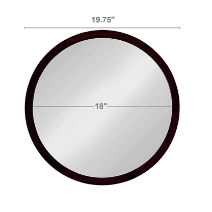 20" x 20" Circle Wall Mirror with Walnut Wooden Frame