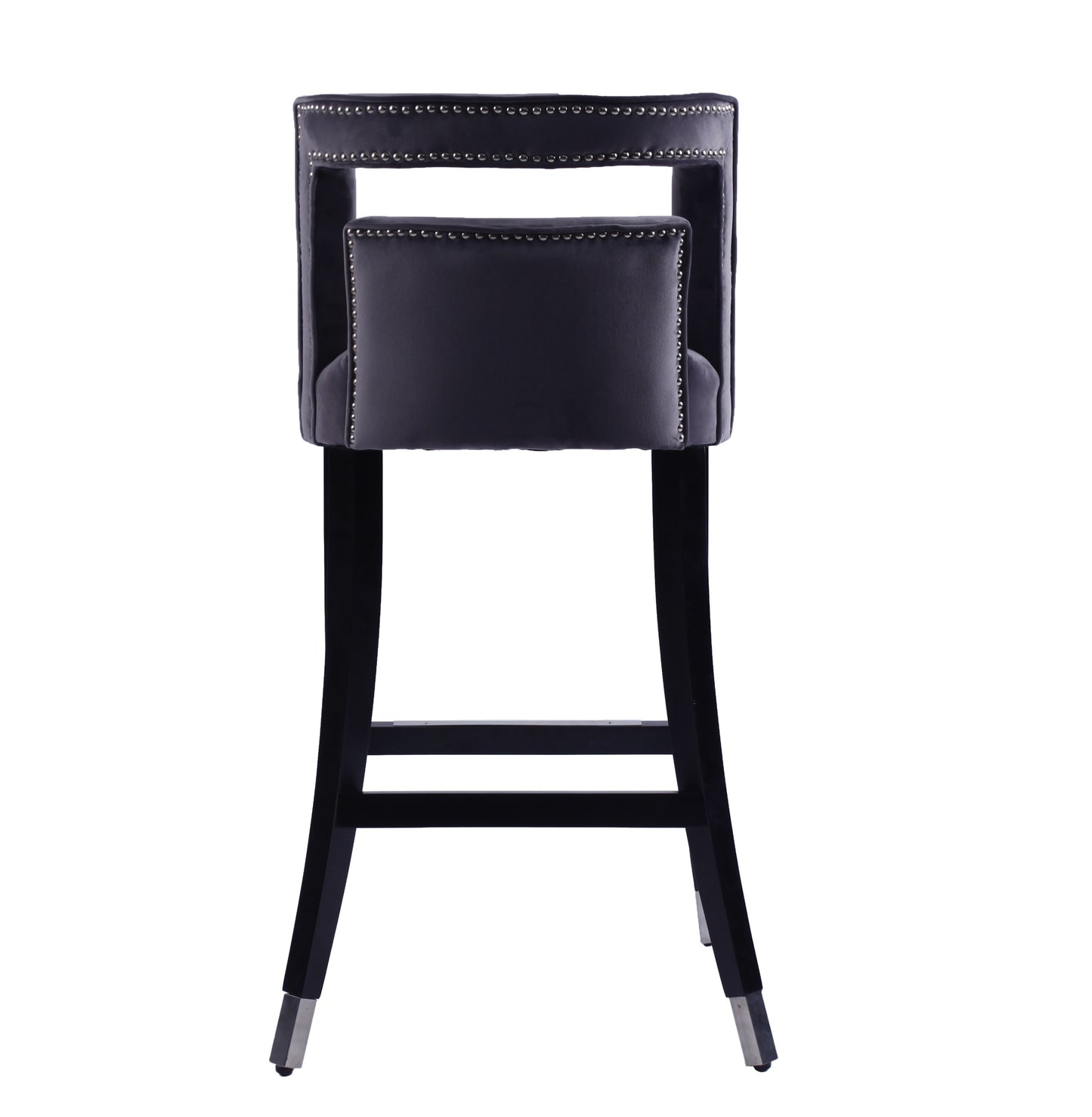 Atlanta Gray Suede Velvet 30" Barstool with Nailheads