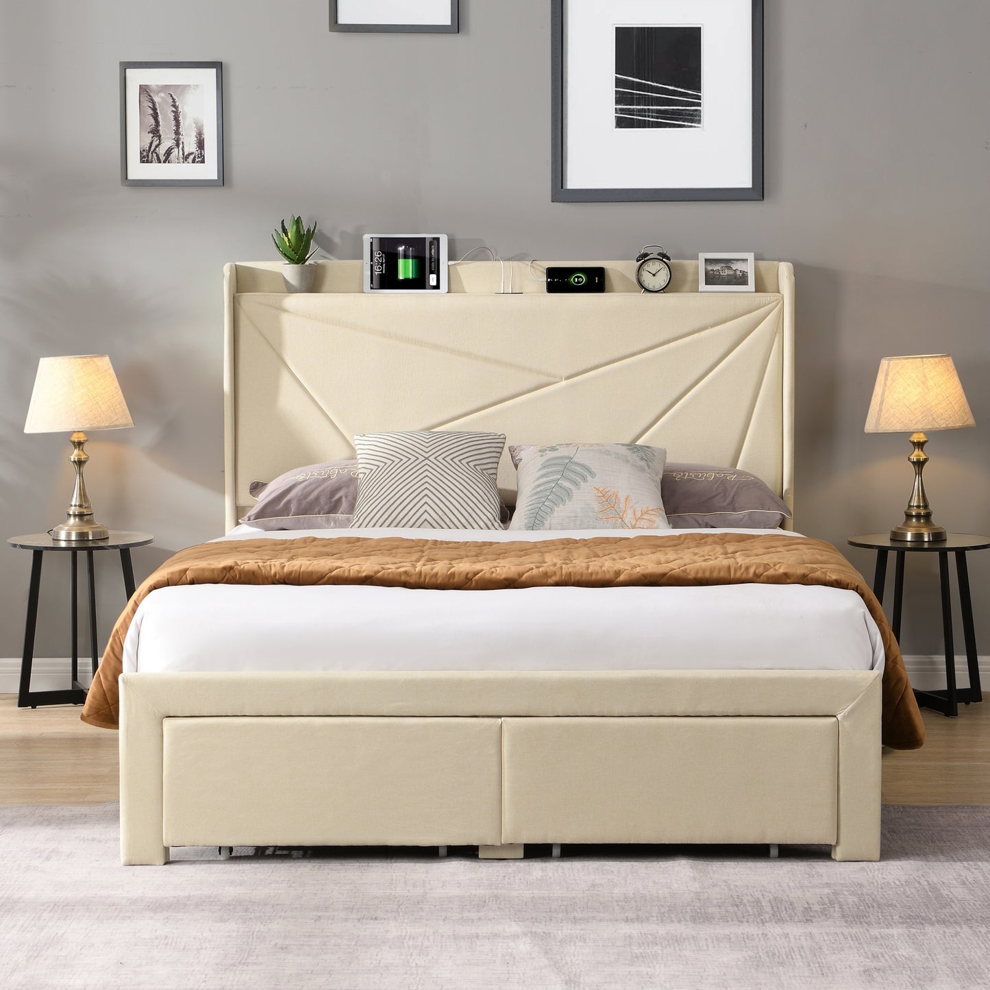 Noah Full Bed (beige)