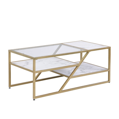 Golden Coffee Table with Storage Shelf