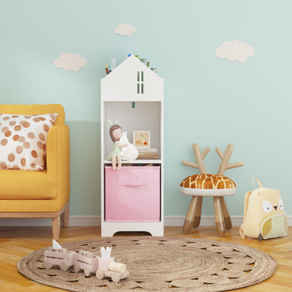 Kids Dollhouse Bookcase with Storage (pink)