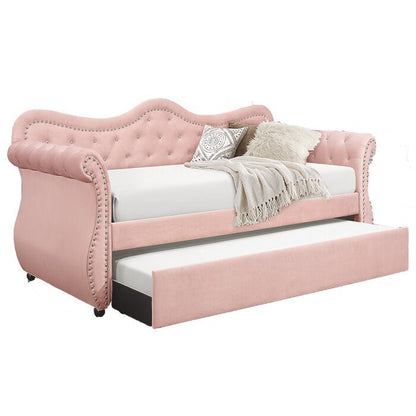Abby Pink Velvet Daybed with Trundle (twin)
