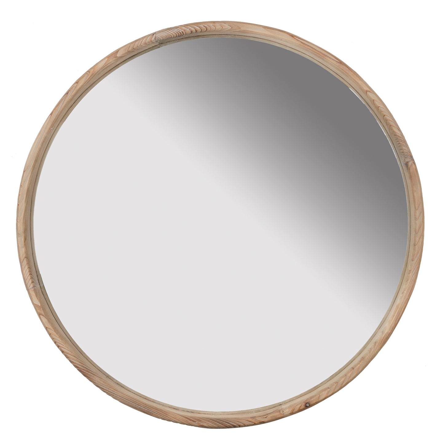28" Round Brown Wood Mirror