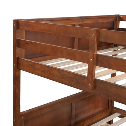 Walnut Full Over Full Bunk Bed with Twin Size Trundle