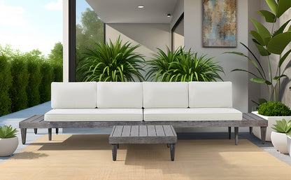 Outdoor 3-Piece Solid Wood Sectional Sofa Set