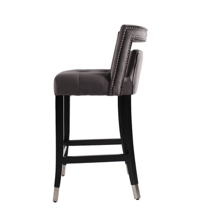 Atlanta Gray Suede Velvet 26" Barstool with Nailheads