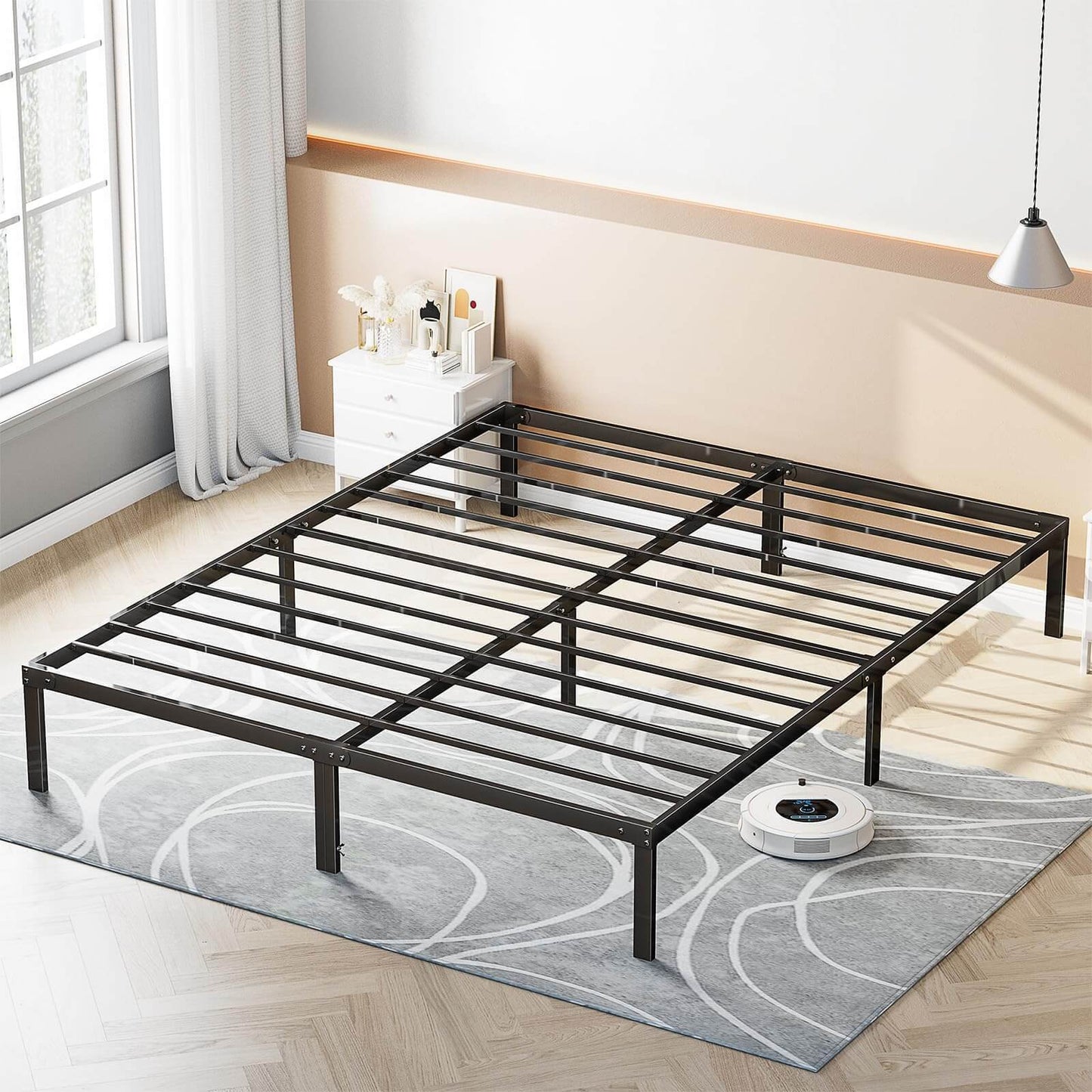 Queen Heavy Duty Metal Bed Frame with Sturdy Steel Slat Support