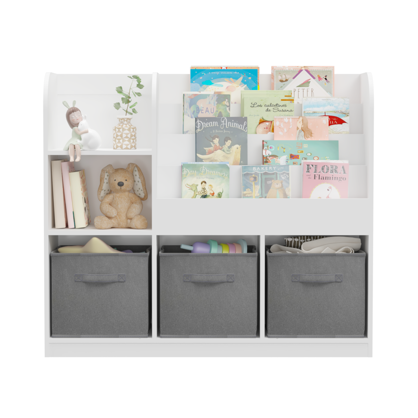 Kids Bookcase and Bookshelf (gray)