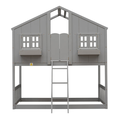 Club House Gray Twin over Twin Bunk Bed