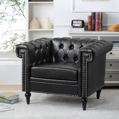 Classic Black Leather Accent Chair