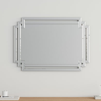 Large Wall-Mounted Silver Twisted Rectangular Wall Mirror