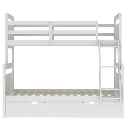 White X Twin over Full Bunk Bed with Storage
