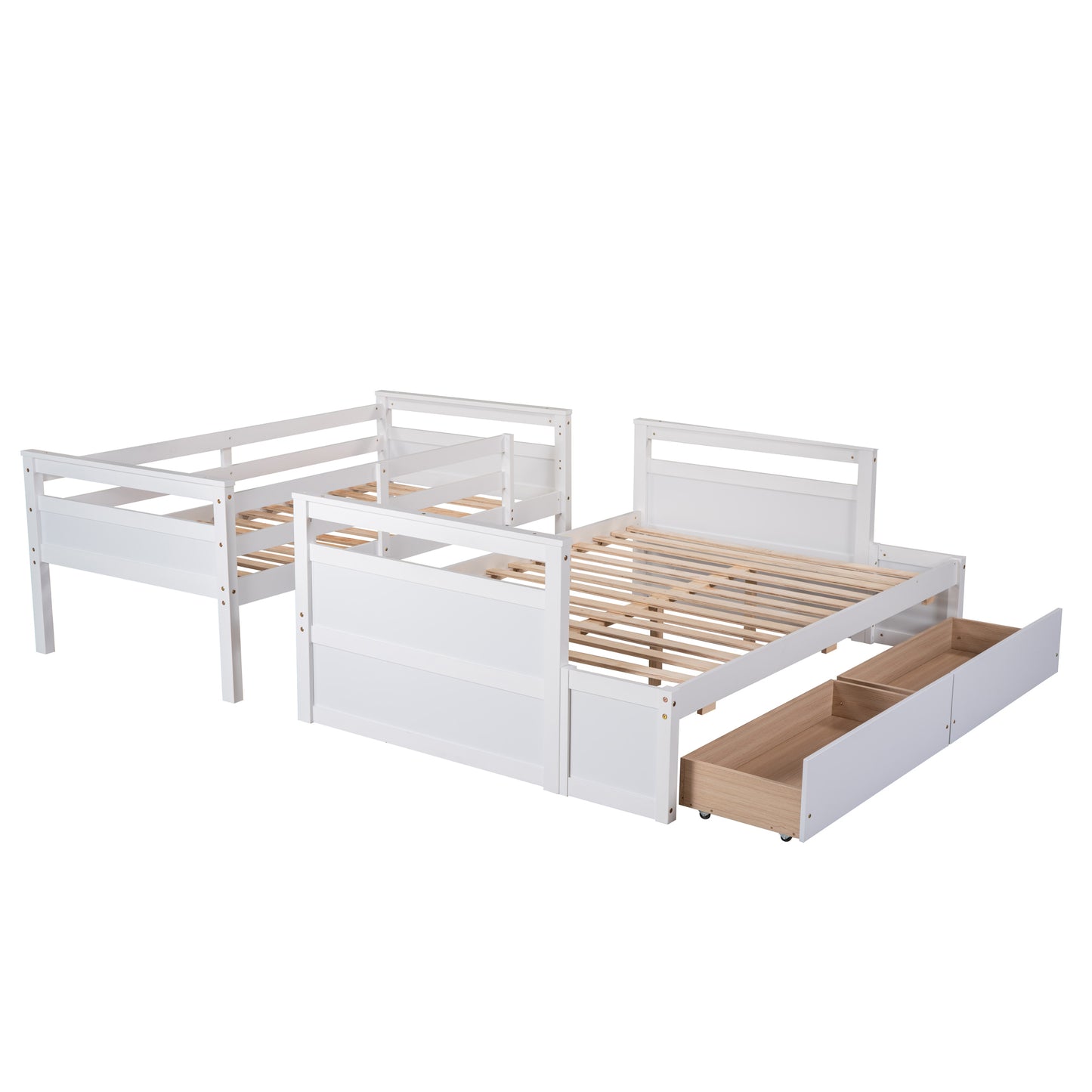 White Twin over Full Bunk Bed with Storage