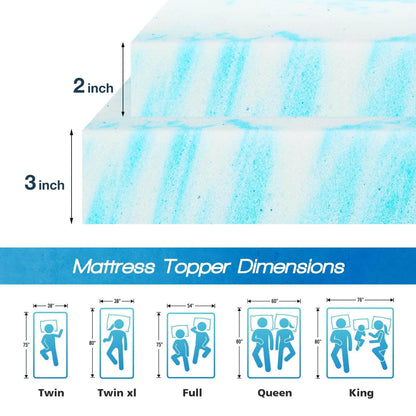 Memory Foam Cooling Gel Bed Topper, 2 Inches, Full