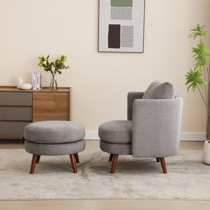 Benson Taupe Accent Chair with Ottoman