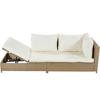 3-Piece Beige Rattan Sofa Set