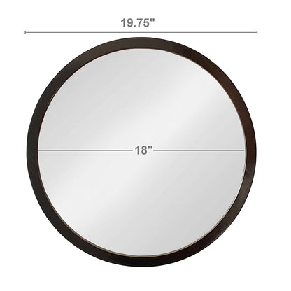 20" x 20" Circle Wall Mirror with Black Wooden Frame