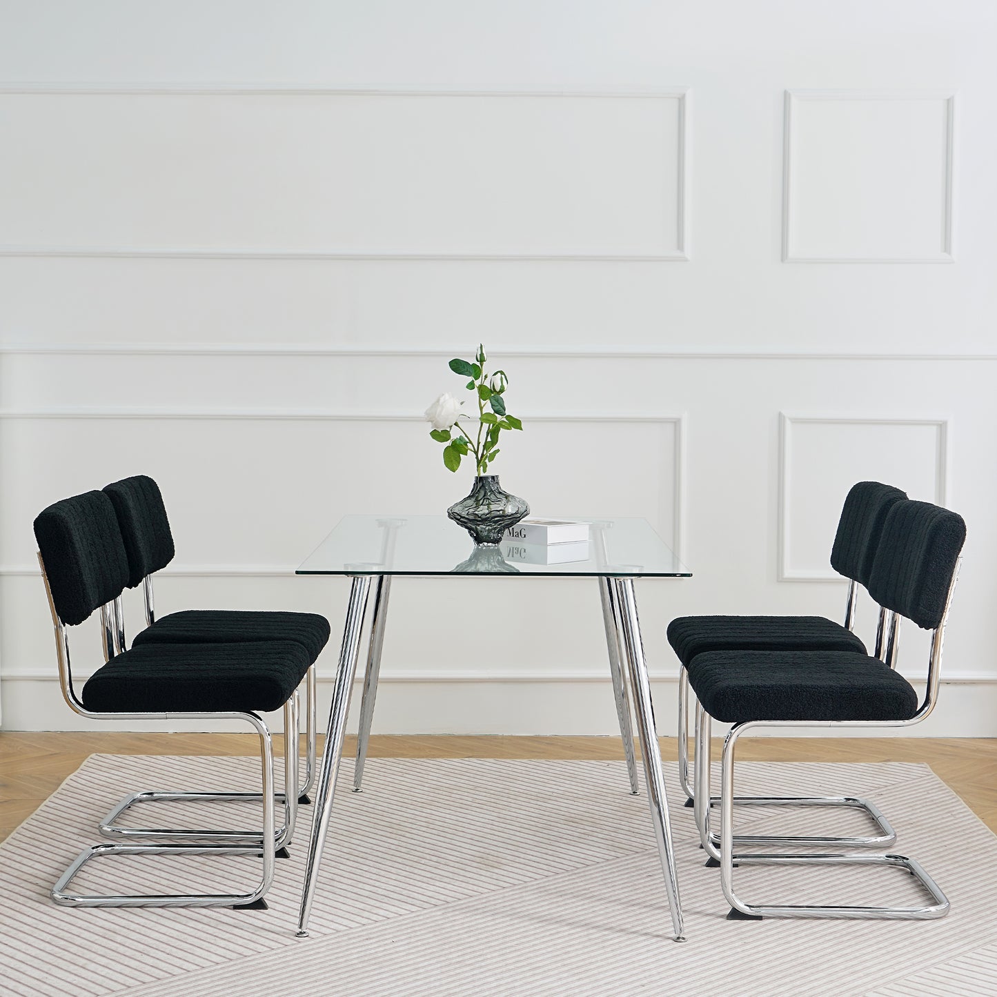 Modern Luxury Dining Chair Set of 4(black/gray)