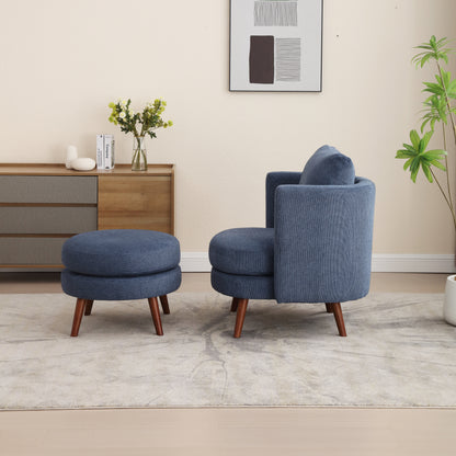 Benson Navy Accent Chair with Ottoman