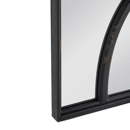 16" x 23" Rectangular Wooden Wall Mirror with Antique Black Frame, Set of 2