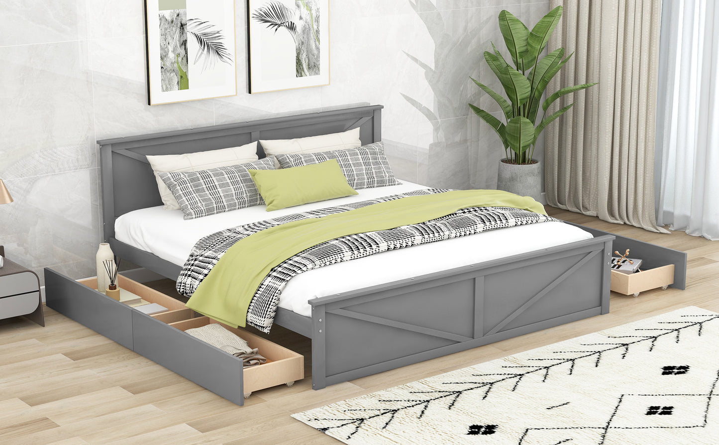 Farm Storage King Bed (gray)