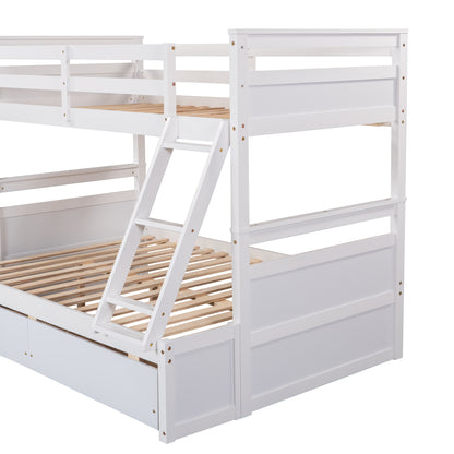 White Twin over Full Bunk Bed with Storage